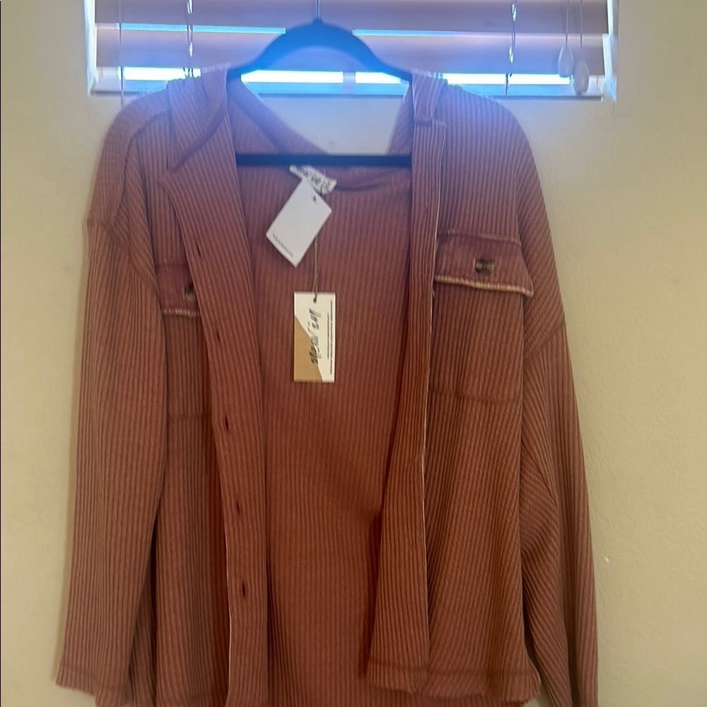 Women's Brown Ribbed Sweatshirt